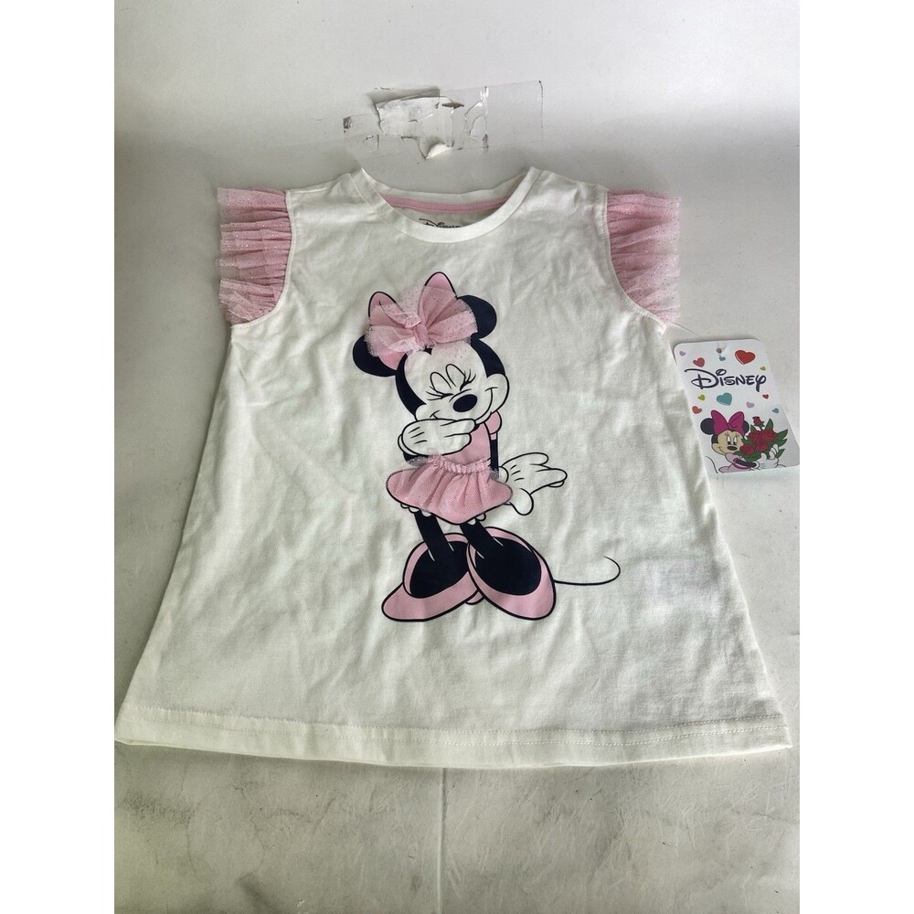 Disney Minnie Mouse Tulle Detail Short Sleeve Tee T-Shirt Top Girls Size 7-8